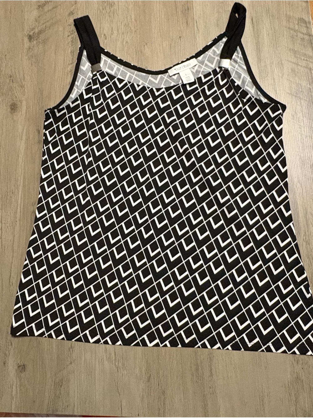 White House Black Market Black and White Geometric Tank size Large